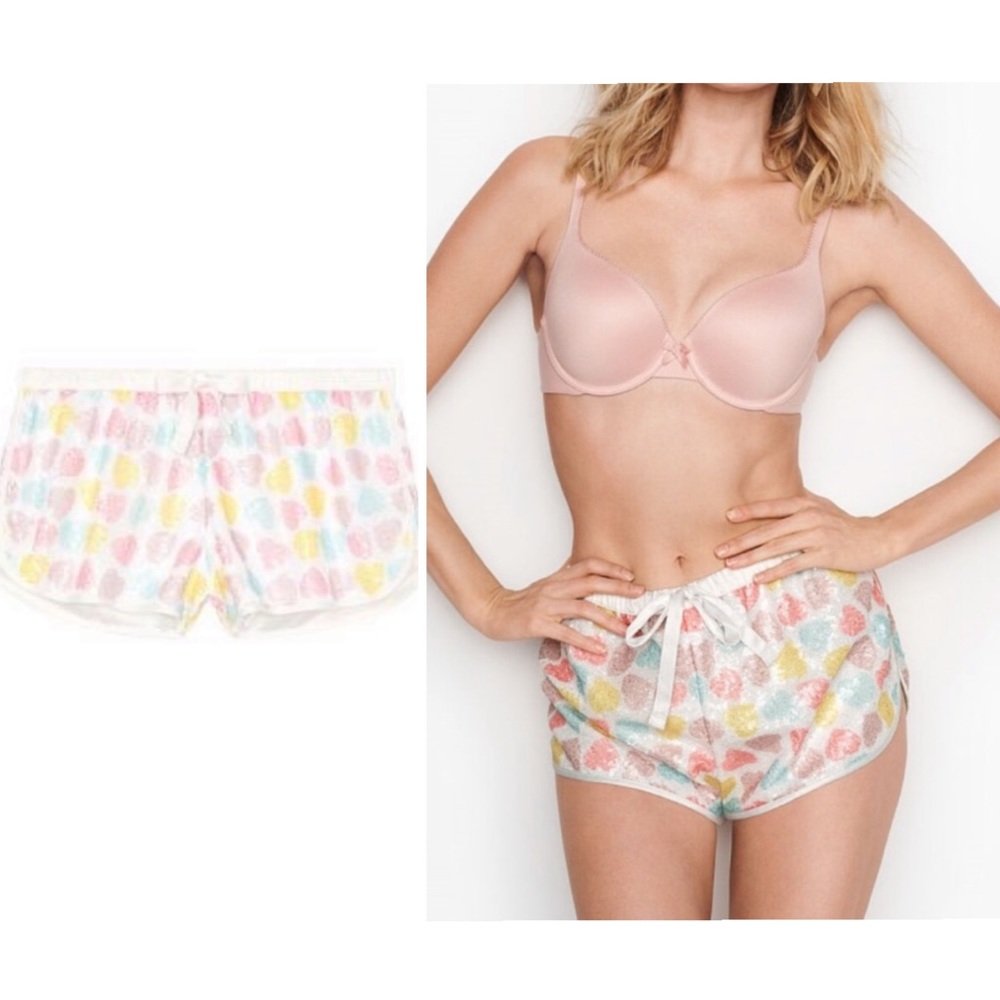 Victoria Secret Sequins BLING Heart Sleep Short M